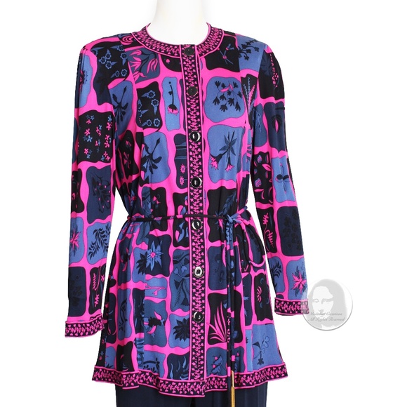 Averardo Bessi Suit Top Pants Belt 3pc Silk Jersey Floral Print Size 44 Rare 90s - Picture 3 of 11